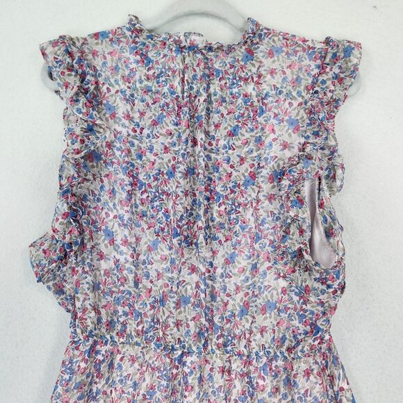 BB Dakota Dress Womens Large Blue Pink Floral Ruffle Tiered Maxi Peasant Cottage - Picture 13 of 13